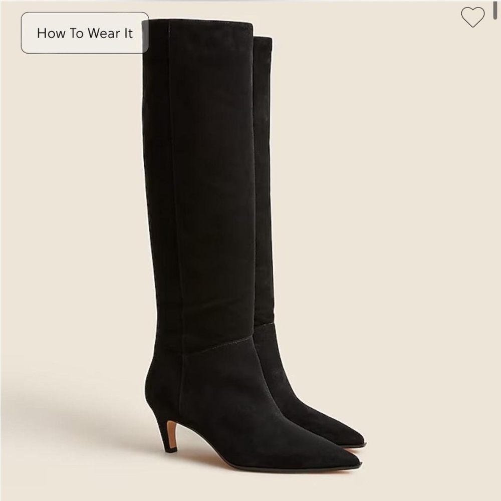 J Crew - New Stevie knee-high pull-on boots in black suede